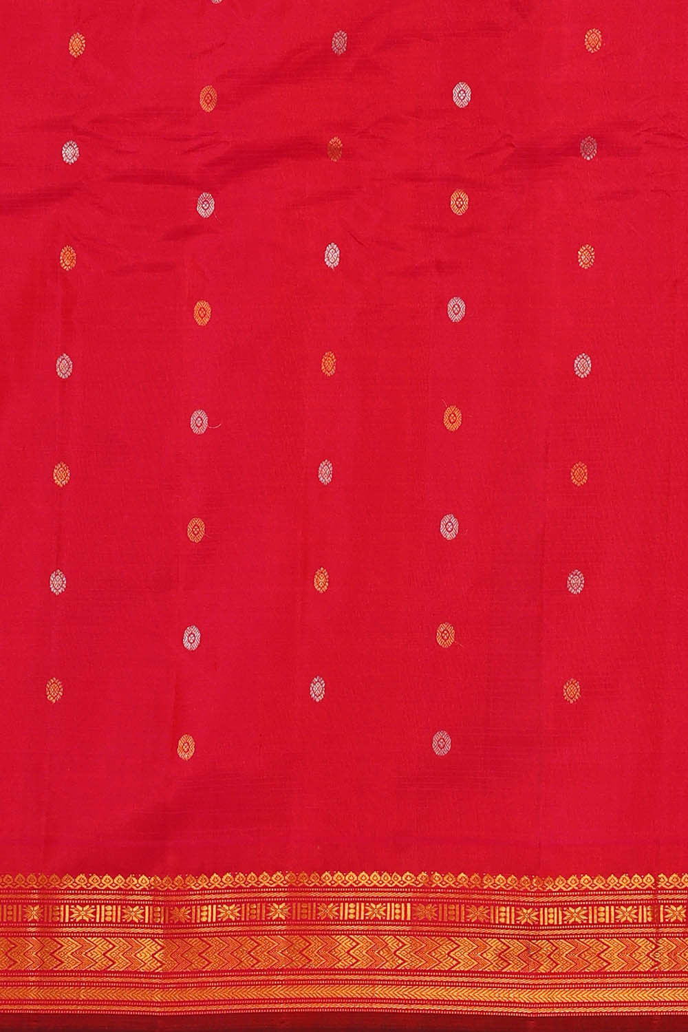 Image of Gadwal Silk Cotton Parrot Green Saree